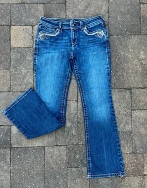 Ariat Turquoise mid rise embellished western bootcut jeans size 30x31.5